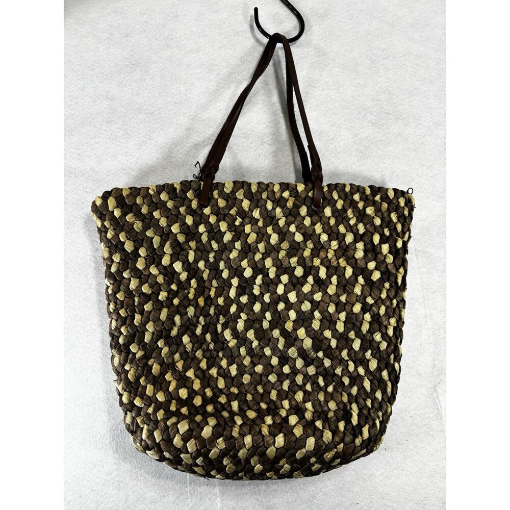 Scala‎ Collezione Straw Tote Bag Brown Tan Woven Boho Beach Large
